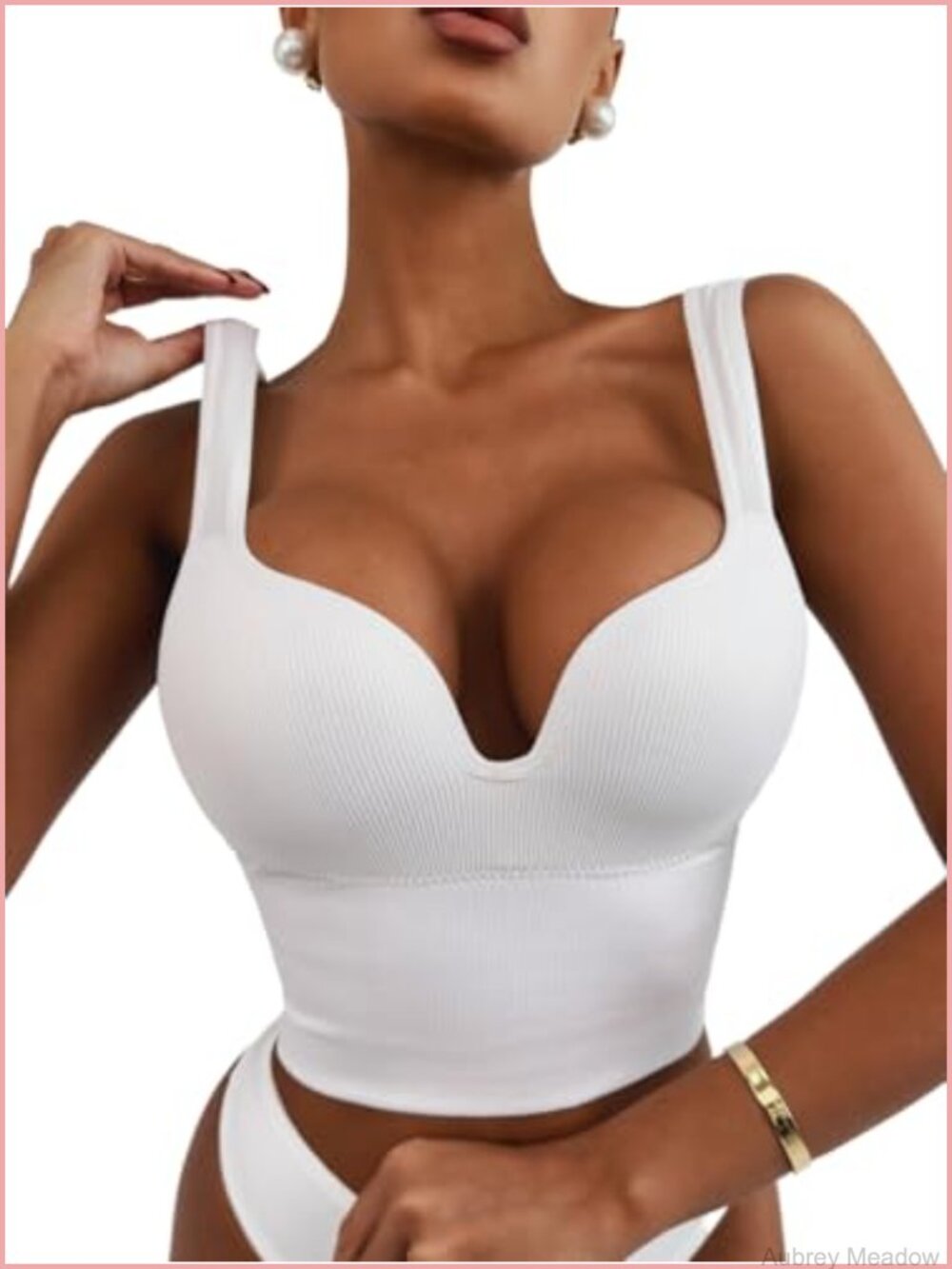 Push Up Crop Top – Padded Sleeveless Bustier Tank with Wide Straps